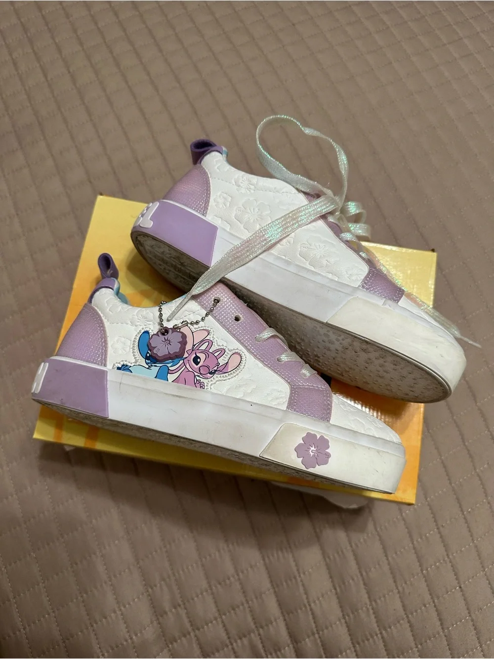 Disney Lilac and White Kids Stitch & Angel Low-Top Sneakers